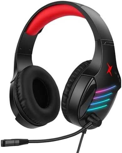 Нови Геймърски слушалки с микрофон за PC PS4 PS5 Xbox Switch 3.5мм жак червени
