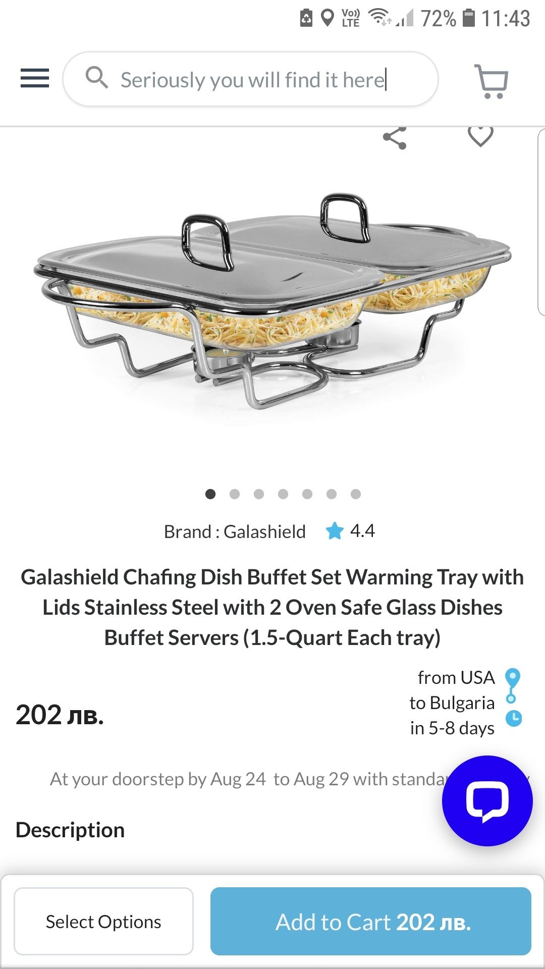  Galashield Chafing Dish Buffet Set Warming Tray with