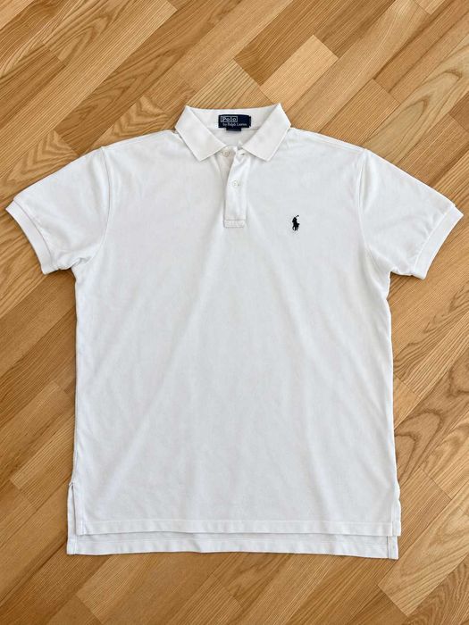 Tricou Polo by Ralph Lauren bărbați alb, mărimea L, 100% bumbac, logo Pony brodat
