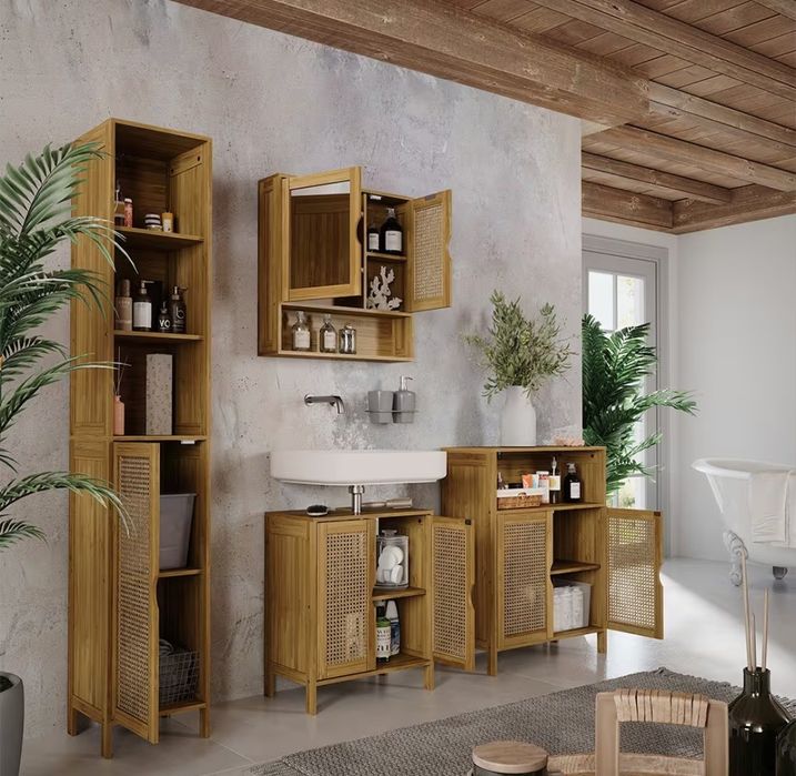 Бамбуков скрин/шкаф с ратан 7483