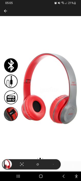 Casti bluetooth cu microfon si radio, Albastru P 47