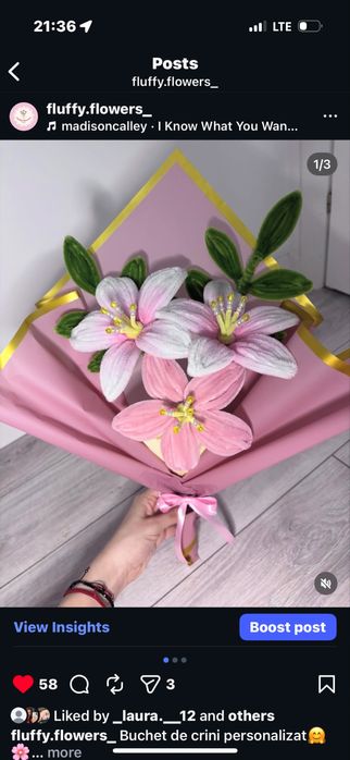 Flori si aranjamente din sârmă plușată