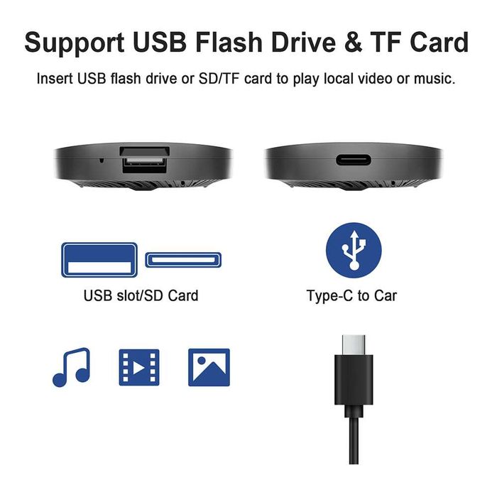 Безжичен CarPlay & Android Auto AI Car Video Box – YouTube, Netflix, Android 13 за Кола