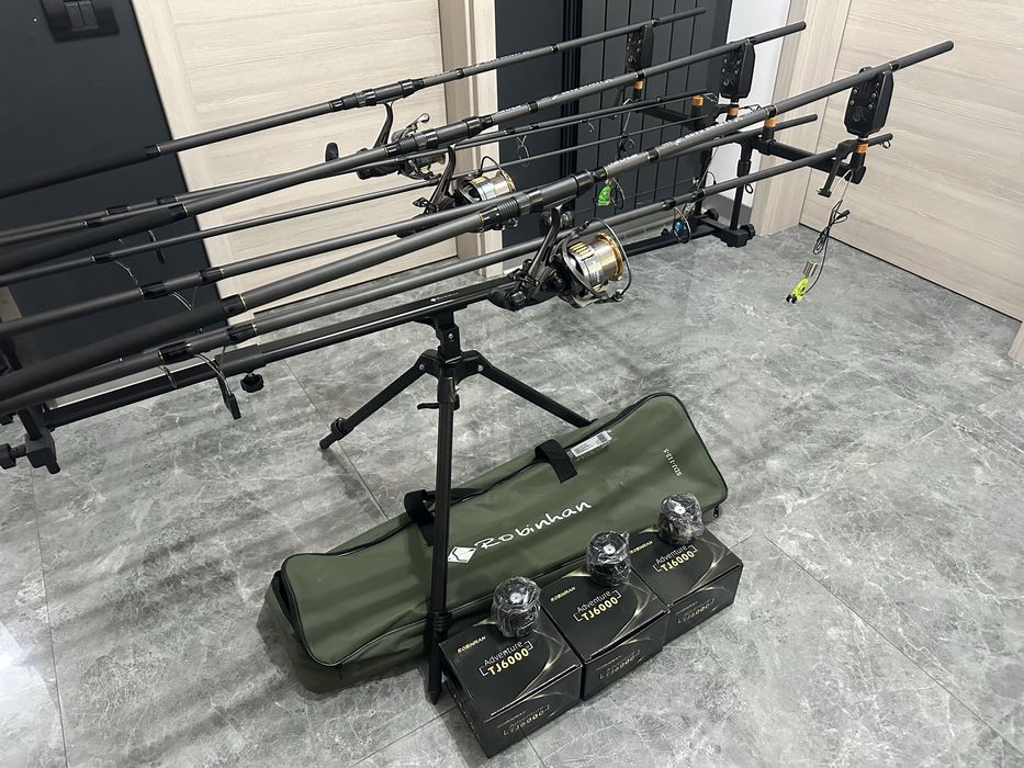 SET Complet Crap 3 Lansete PRO FL Legend + 3 Mulinete Robinhan Adventure TJ 6000- NOU