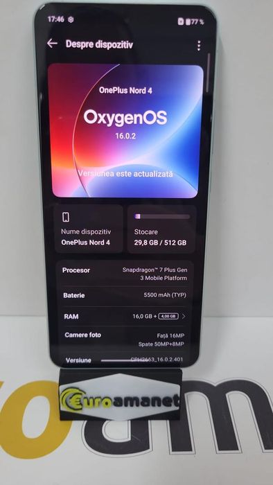 Telefon mobil OnePlus Nord 4, 16GB RAM, 512GB, 5G, Oasis Green -N-