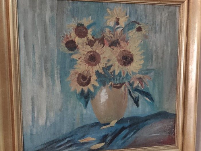 Superbă lucrare în ulei semnată încadrată într-o ramă din lemn ,stare