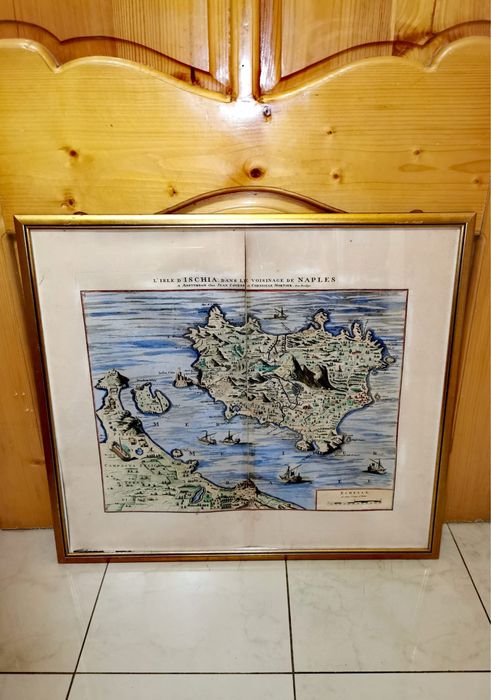 Картина литография карта оригинал L’isle d’Ischia Naples на 250 години