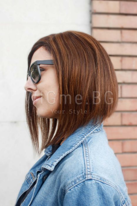 Средна дължина кестенява перука от ЕСТЕСТВЕН косъм Селена