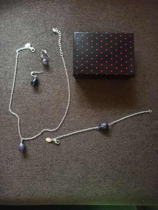 Set superb inox Nou cu piatra ametist