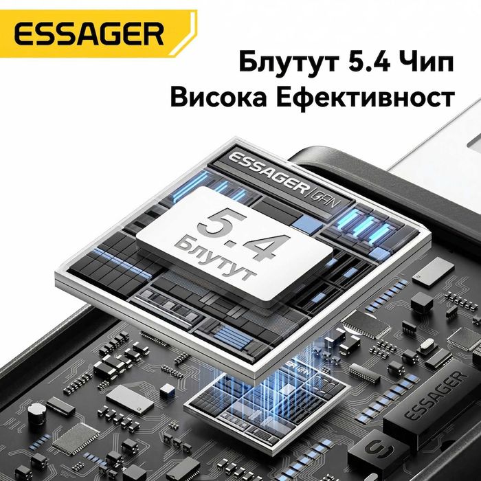 Essager Bluetooth 5.4 FM трансмитер за кола, безжичен аудио адаптер ES-BT17, Handsfree