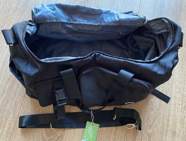 Geanta sport 42L neagra, noua, compartiment pantofi & umed