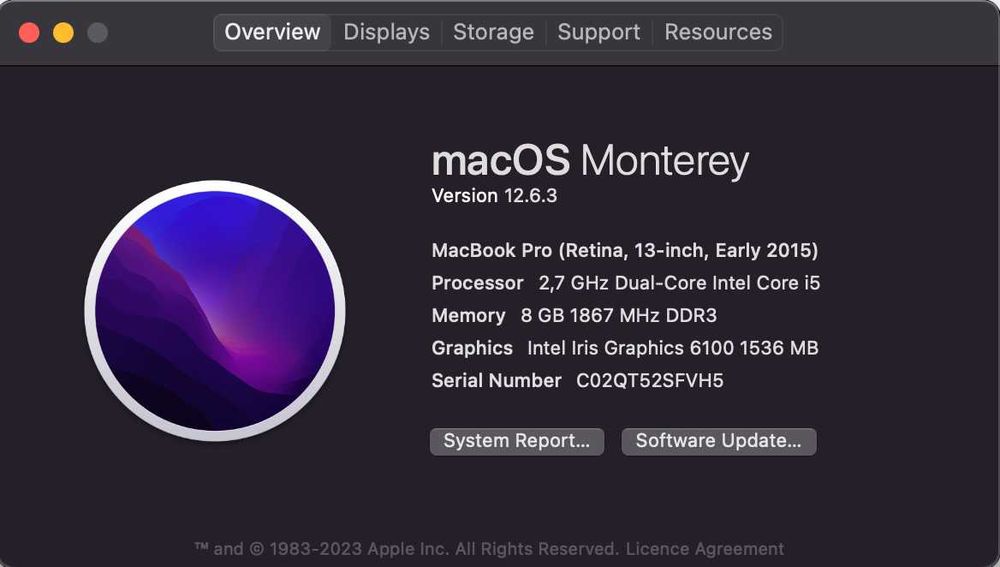 Macbook Pro 13" Early 2015 i5 8Gb 256SSD