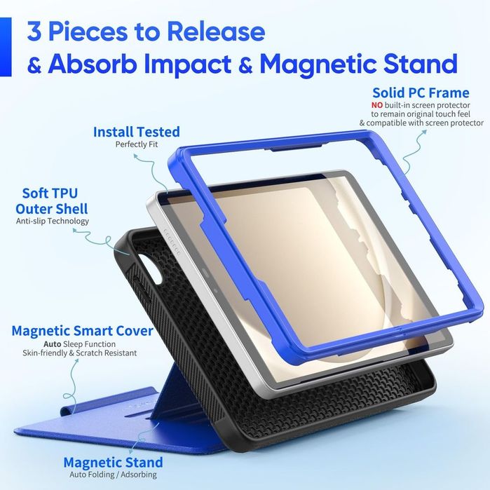 Husa SEYMAC Samsung Galaxy Tab A9 Stand Magnetic Albastra