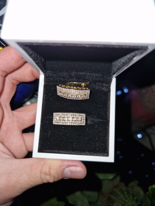 Золото бриллиант набор кольцо + серьги