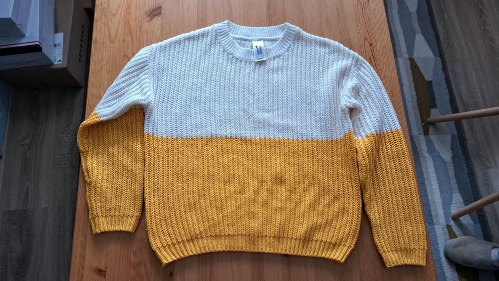 Pulover alb cu galben, C&A, 158-164