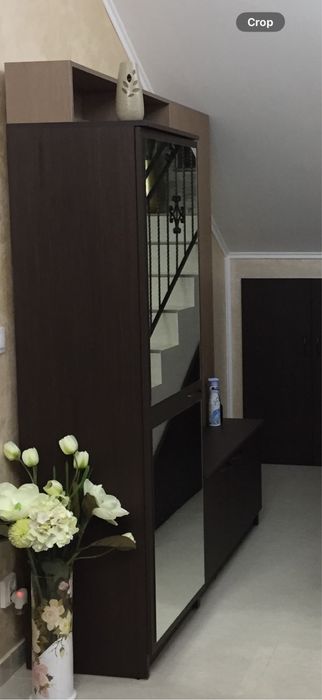 Vand cuier - dressing hol, cu oglinzi, bara inox interioara pt umerase, agatatori genti, pantofar jos
