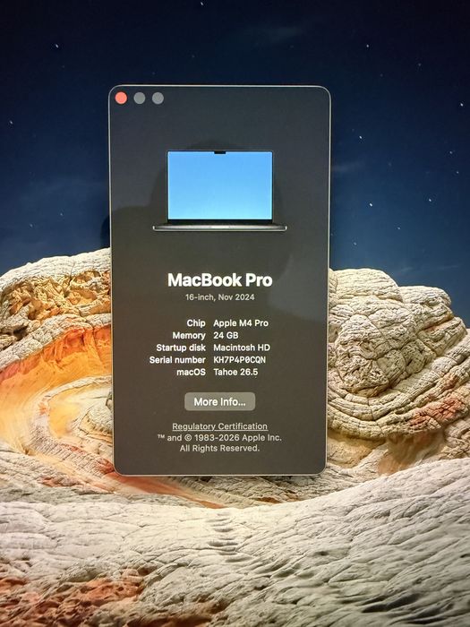 MacBook Pro 16” M4 Pro / 24GB RAM / 512GB SSD / Space Black (Гаранция в Бг 2г.)