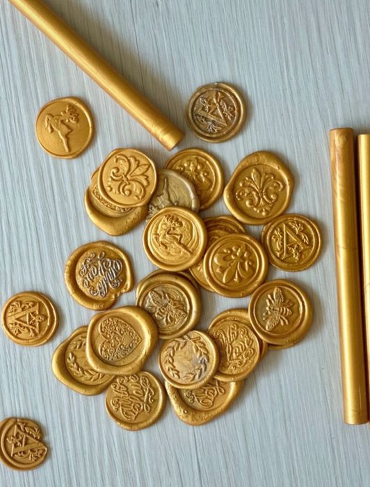 20 Sigilii ceara autoadezive | auriu | realizate manual | personalizat