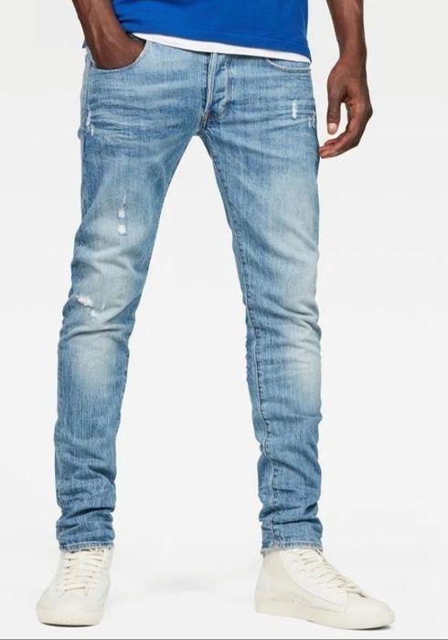g star raw men's 3301 slim jeans light blue