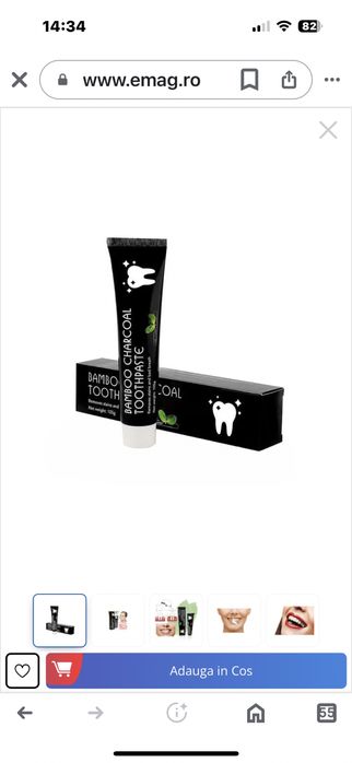 Pasta de Dinti, BAMBOO, Albirea Dintilor,  Carbune Activ de Bambus