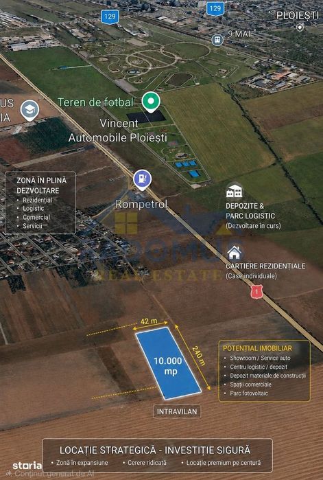 Teren Intravilan 10.000 MP – Ploiești Vest - Curent electric - 14€/mp