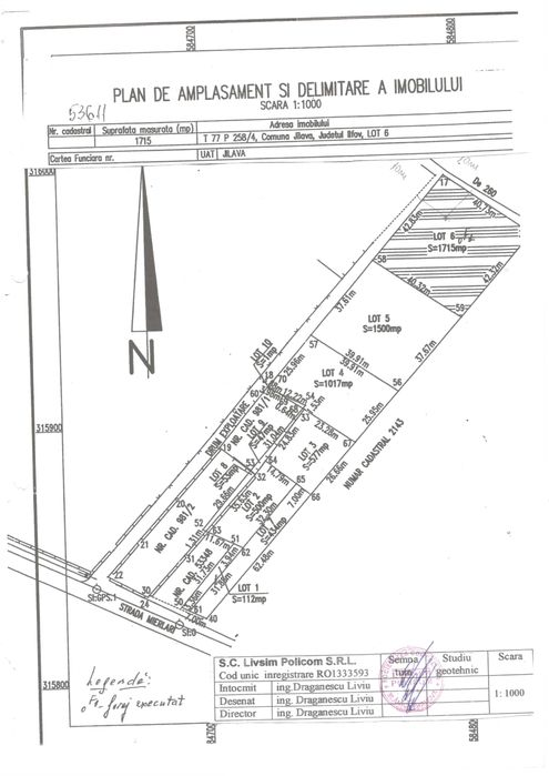 Teren de colț 1715mp, construibil, Jilava, utilități