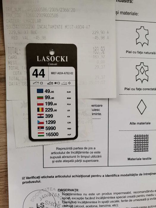 Pantofi LASOCKI piele intoarsa