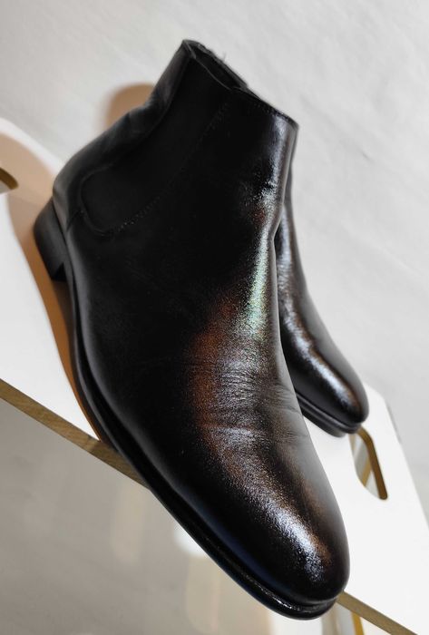 Ghete chelesea 43 plain toe ZARA piele naturala moale negru