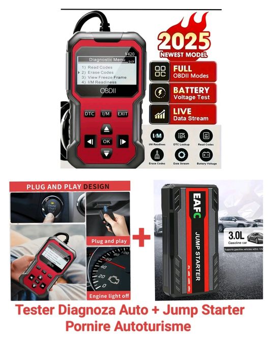 Starter Auto 2in1 + Interfata Diagnoza Cadou