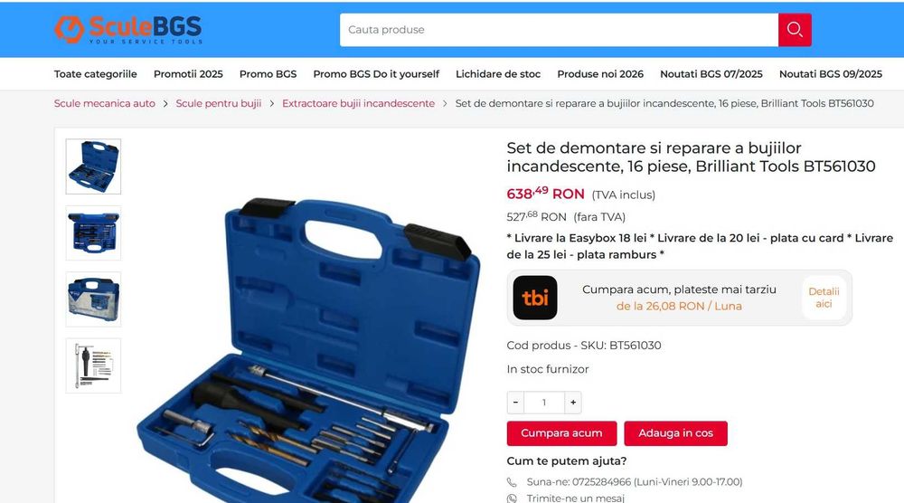 Set demontare si repararea bujiilor,16 piese, Brilliant Tools BT561030
