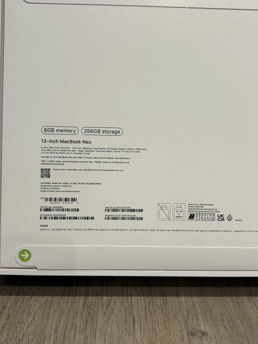 Macbook Neo 13”, 256gb sigilat, Silver, transport inclus