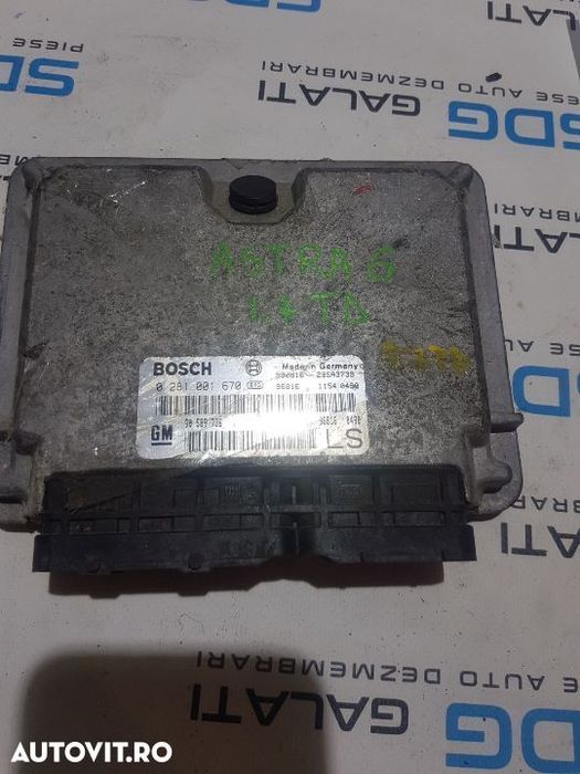 Calculator Motor / ECU Opel Astra G 1.7DT 1998 - 2004 COD : 0 281 001 670 / 0281001670