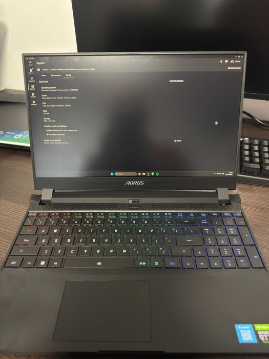 Laptop GAMING 15.6" AORUS, I7 gen 12, Nvidia 3070, 16gb RAM, 500gb SSD