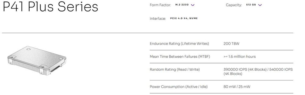 Твърд диск SOLIDIGM P41PL 512GB M.2 2230 NVMe™ SSD