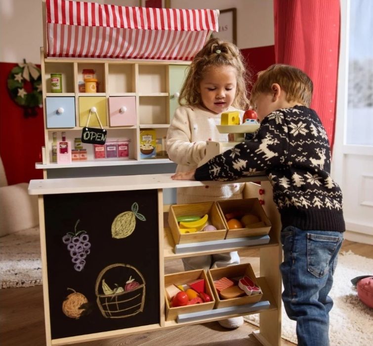 Дървен щанд магазин,Дървен детски комплект за игра