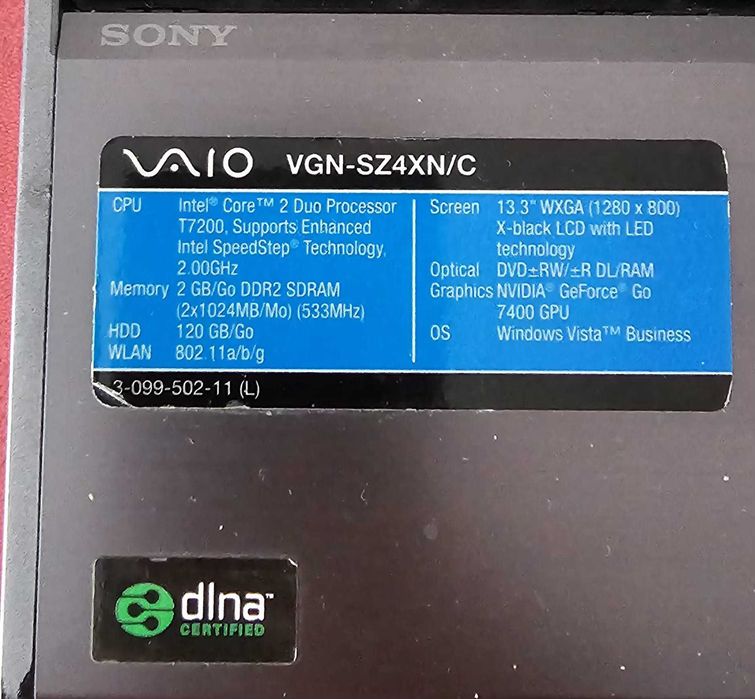 Laptop Sony Vaio Functional, Intel Core Duo T7200, 2GB DDR2, HDD 120 GB