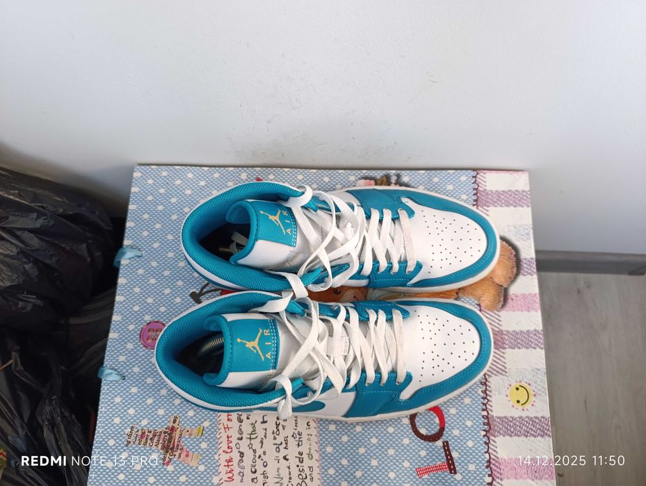 Nike Air Jordan 1 Mid 'Aquatone Celestial Gold'оригинални маратонки 44