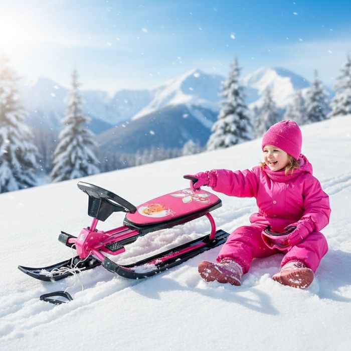 Зимна шейна с кормило, предни и задни ски и метална спирачка