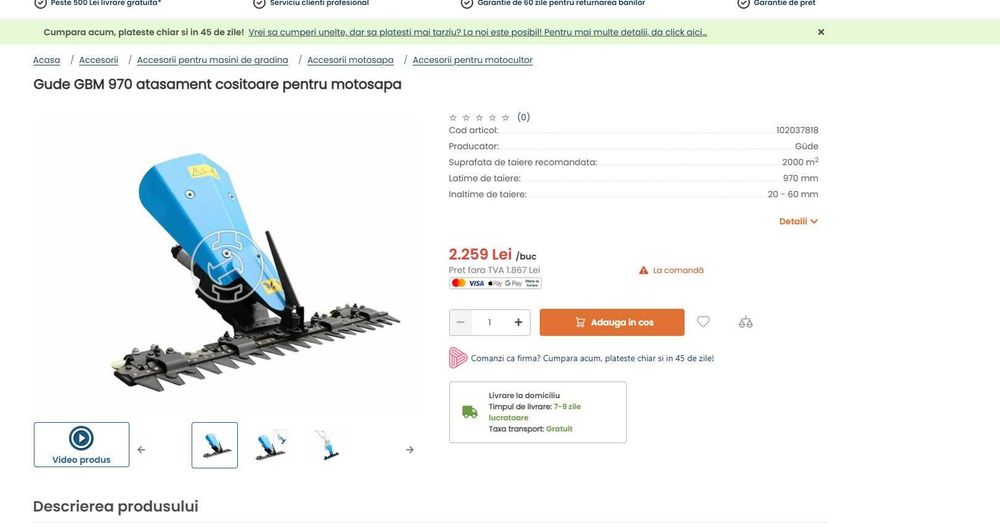 Cositori cu lamă de seceră Güde GBM 970