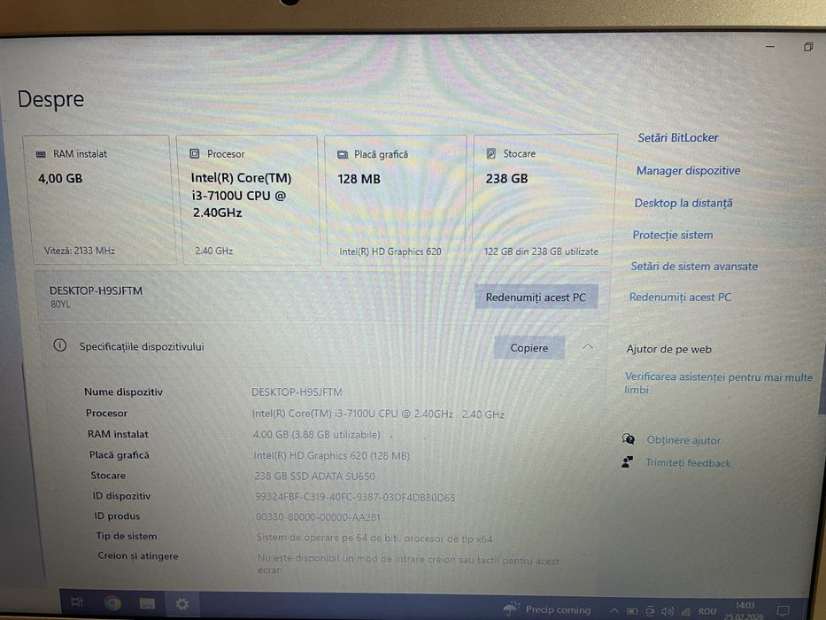 Vand laptop Lenovo stare foarte buna de dunctiknare