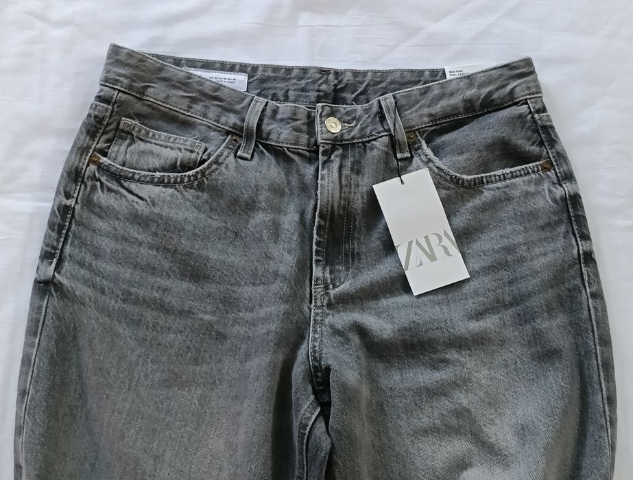 Blugi Zara noi cu etichetă - damă - Wide leg - 100% bumbac - Gri - mărimea XL