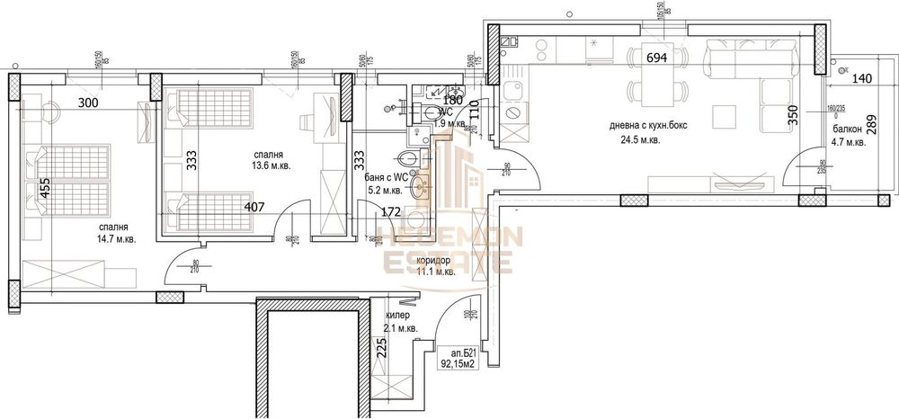 3-стаен в Варна-Кайсиева градина площ 107 цена 136500