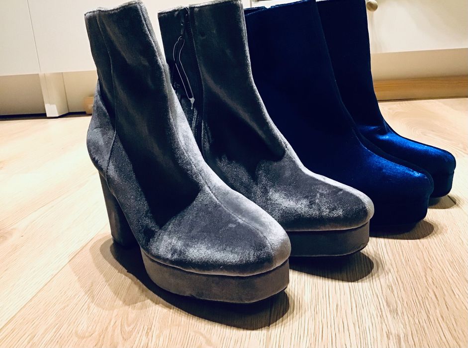 Botine catifea albastre noi 38