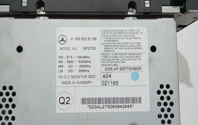 Radio cd A1698206189 Mercedes-Benz B-Class W245 [2005 - 2008]