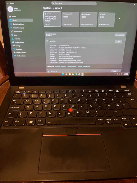 Lenovo ThinkPad X280 - i5 8350U, 16 GB RAM, 256 GB SSD - ideal diagnoză auto