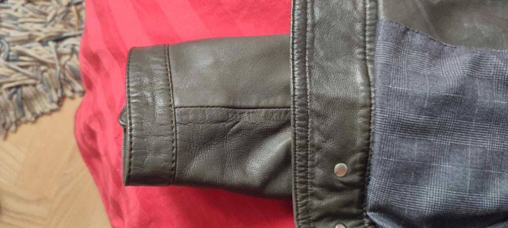 Яке Естествена кожа - Тъмно зелено (Pistachio Green), тип рокерско