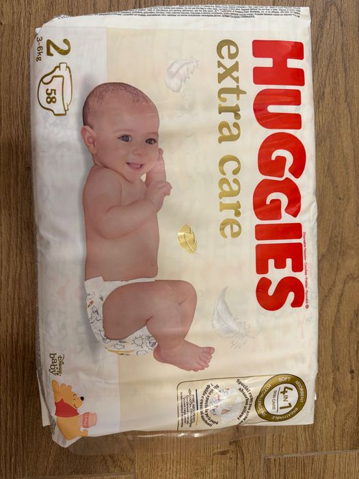 Памперси Huggies extra care, размер 2, 3 пакета по 58 броя
