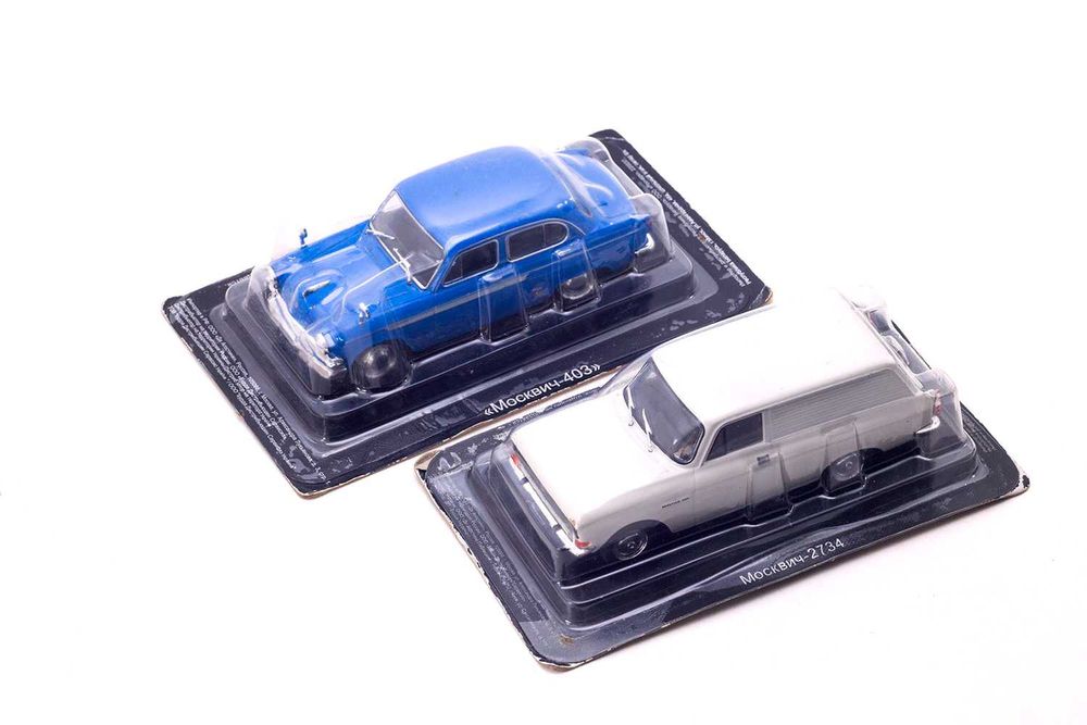 Игрушечные модели машин Москвич-403, Москвич-2734, ИЖ-2715, ДеАгостини