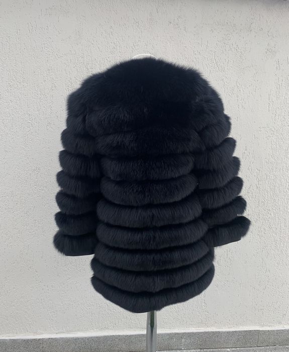 Haina blana naturala lunga vulpe model 2 in 1