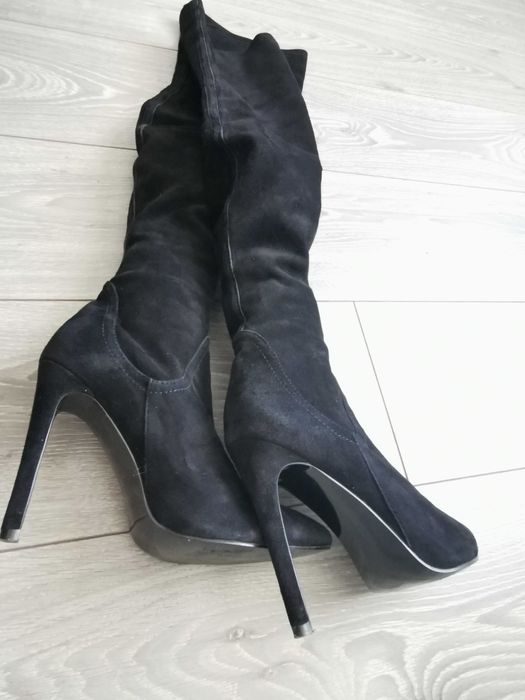 Cizme Poema peste genunchi din piele naturala strech